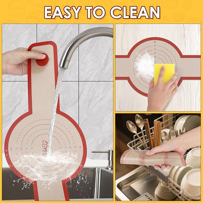 HOTEC Silicone Bread Sling for Dutch Oven - 2 Pack Non-Stick Baking Mat with Long Handle Easy to Transfer Sourdough Bread, Reusable Heat Resistant to 500°F/260°C Dutch Oven Liners Baking Supplies