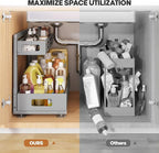 2 Pack 19IN-Depth Under Sink Organizer,Pull Out Cabinet Organizer With Smooth Cylindrical Rail,Metal Slide Out Drawer for Kitchen Bathroom Laundry,8-Level Tool Free Height Adjustable-Gun Gray