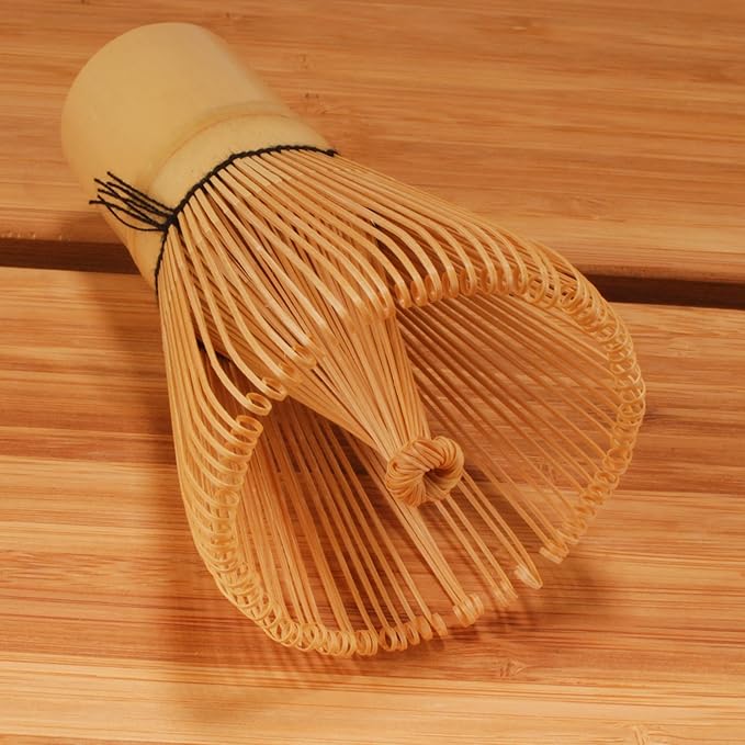 BambooMN Matcha Whisk Set - Golden Chasen (Tea Whisk), Chashaku (Hooked Bamboo Scoop), Tea Spoon - 10 Sets