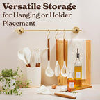 Silicone Kitchen Utensils Set & Holder: Cooking Utensils Set - Kitchen Essentials for New Home & 1st Apartment- Silicone Spatula Set, Cooking Spoons for Nonstick Cookware (Acacia Wood, Cream White)