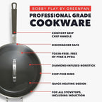 GreenPan x Bobby Flay 4.5QT Nonstick Saute Pan with Glass Lid, PFAS-Free Diamond Ceramic, Induction Suitable, Stay-Cool Silicone Handle, Easy Clean Dishwasher & Oven Safe, Black