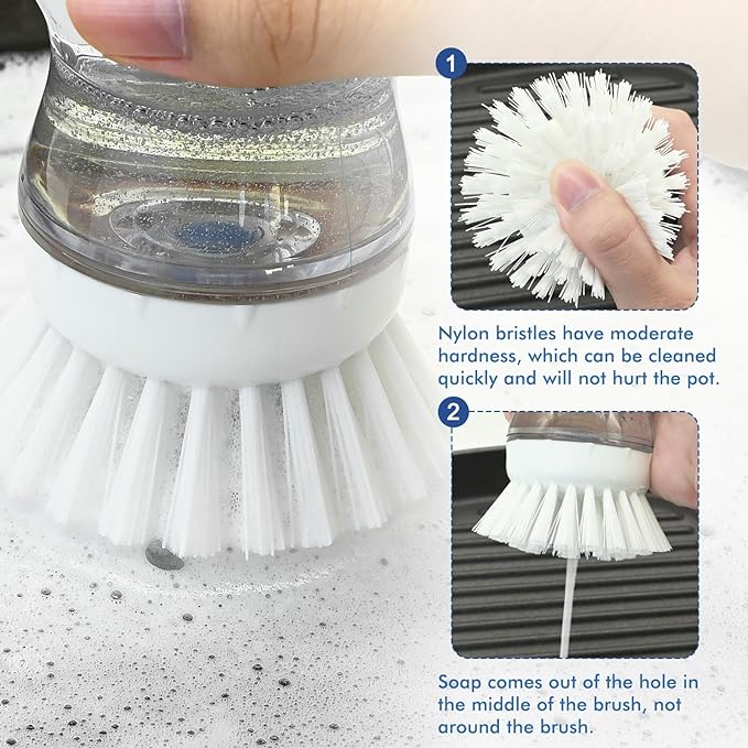Palm Brush Refills for OXO Soap Dispensing Dish Brush - 6 Pack Cleaning Replacement Brush Head for OXO Palm Brush