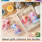 Mumufy 4 Pack 16 oz Watercolor Floral Glass Tumbler with Bamboo Lid & Straw, Colorful Garden Flower Iced Coffee Mug, Reusable Aesthetic Drinkware, Christmas/mother's Day/birthday Gift for Mom Sister