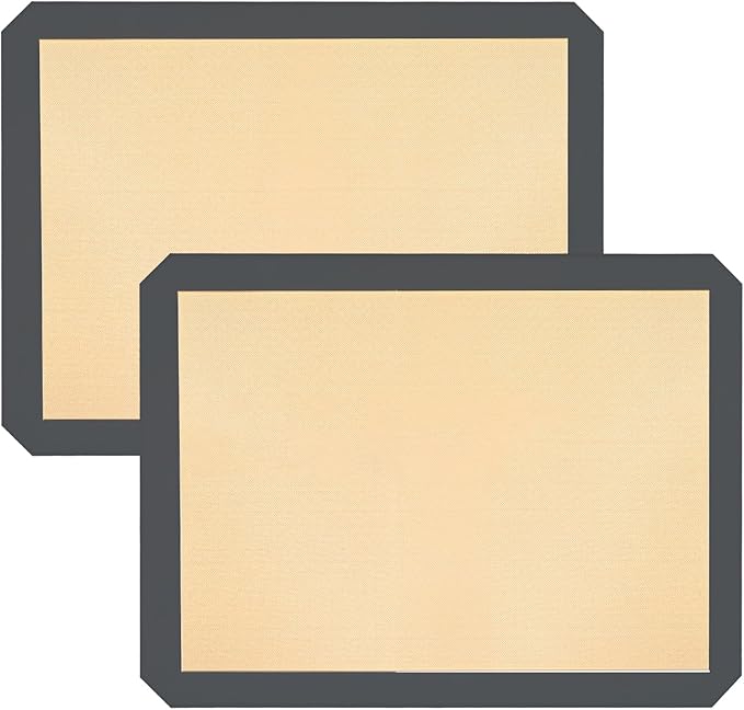 Silicon Baking Mats, 16.5"x11.6" 2-Pack Reusable Silicon Baking Mat Sheet, Baking Sheets Non-Stick, Food Safe Baking Mats Can Be Used For Baking Cookies, Bread, Pizzas