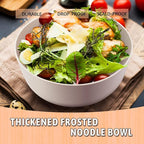 ECOWAY Bamboo Fiber Salad Bowl Set with Lid & Servers, 4Qt Large Serving Bowl with Bamboo Lid, 130OZ Mixing Bowl with Spoon Fork for Salad Fruits Vegetables and Pasta (White, 9.8inch)