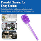 SPARTA Large Water Bottle Brush Ideal for Wide-Mouth Jars, Bottles and Tumblers, Dishwashing Tool with Handle for Home and Commercial Kitchens, Plastic, 16 Inches, Purple, (Pack of 4)