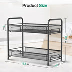 Spice Rack Organizer for Countertop 2 Pack, 2-Tier Counter Foldable Metal Standing Large Seasoning Storage Shelf for Kitchen Cabinet Bathroom Living Room Pantry Office, Black