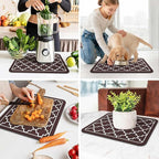 WISELIFE Dish Drying Mat Super Absorbent Drying Mat Large Dish Drying Mats for Kitchen Counter Easy Clean Dish Mat Kitchen Drying Mat15"x 18" Stylish Chocolate