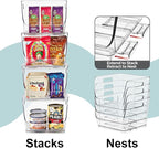 Sorbus Stackable Storage Bins Open Front, Clear Stackable Storage Bins, Pantry Bins for Storage and Organization, Acrylic Stackable Bins for Kitchen, Clear Pantry Organizer Bins (Medium Square 6 Pack)