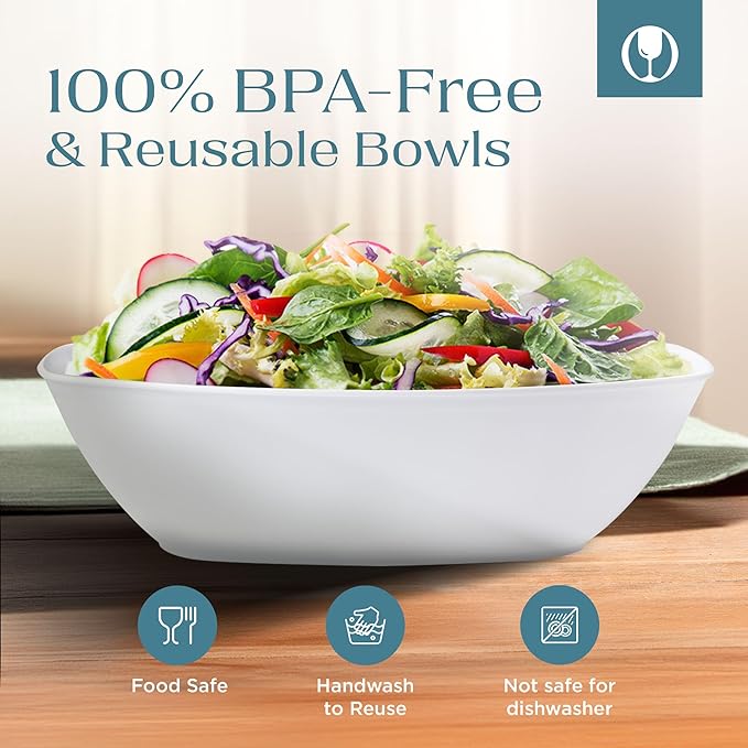 Posh Setting White Plastic Serving Bowls - Oval, 72 Ounce, 4 Pack