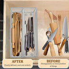 4PCS Drawer Organizer for Kitchen,Utensil Mesh Drawer Organizer with Interlocking Arm for Cosmetic,Flatware,Pen (12 * 3 * 2 Inches,Grey)