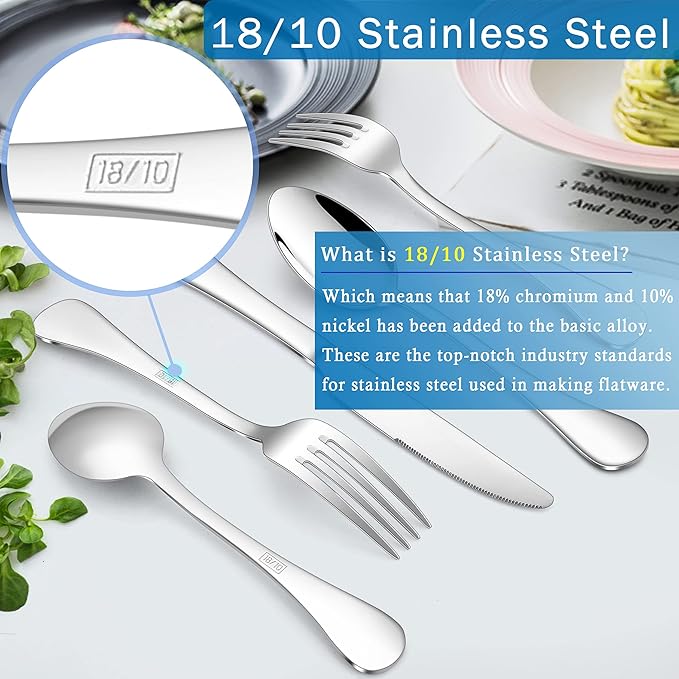 Herogo 18/10 Stainless Steel Silverware Set, 20-Piece Fancy Flatware Cutlery Set for 4, Modern Tableware Eating Utensils for Home Restaurant Wedding, Mirror Polished, Dishwasher Safe