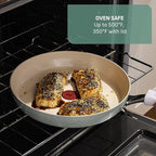 T-Fal Inspire Ceramic Frying Pans Nonstick 12 Inch Skillet, Oven Safe to 500°F, Cookware Stainless Steel Handle, Mint Green