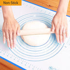 Silicone Baking Mat，Non Stick Rolling Dough with Measurements for Pie Pizza Cookies Fondant Making，Extra Thick Non Slip Silicone Pastry Mat (Blue, XXL-24"×32")