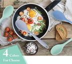Shappy 4 Pieces Silicone Cooking Spoons 10.6 Inch Heat Resistant Kitchen Spoons for Mixing, Serving and Stirring Upgrade Large Non Stick Basting Utensils, Dishwasher Safe(Spoon,Fresh Color)