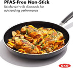 OXO 12” Non-Stick Every Day Frying Pan, BPA-Free Comfort Grip Silicone Handle, Dishwasher & Oven Safe, PFAS-Free Ceramic Skillet, Eggs & Omelets, Black