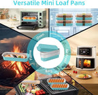 Mini Loaf Pans with Lids and Spoons Sealing Sticker,30 Pcs 6.8oz Cake Pans for Baking Disposable Aluminum Foil Christmas Cake Pan (30 Pcs Blue)