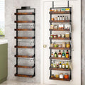 bukfen Over the Door Pantry Organizer, 8-Tier Adjustable Wooden Basket Kitchen Pantry Door Organization and Storage, 2 in 1 Wall Mount or Hanging Heavy-Duty Metal Hanging Kitchen Spice Rack, 1 Pack