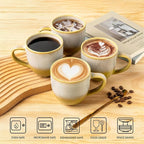 theterra Ceramic Coffee Mugs Set of 6, 12oz Handmade Coffee Cups with Handle for Latte, Tea, Milk, Beer, Hot Cocoa, Autumn Haze
