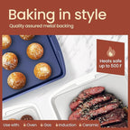 Royal Blue 10-Piece Bakeware Sets, Nonstick Carbon Steel Baking Sheet & Pans, Stackable Space-Saving Bakeware, Dishwasher Safe, Stain-resistant, PFOAPFOSPTFE Free, Oven Safe Up To 450°F (230°C)