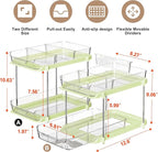 Delamu 2-Tier Multi-Purpose Bathroom Under Sink Organizers and Storage, Stackable Kitchen Pantry Organization, Pull Out Medicine Cabinet Organizer with Movable Dividers, Green, 2 Pack