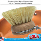 LOLA Replacement Head for the Original Tampico Vegetable & Dish Brush, 3 Pack, Birch Hardwood & Tampico Bristles, Reusable & Washable