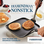 Farberware Cookstart DiamondMax Nonstick Square Grill Pan/Griddle, Dishwasher Safe, 11 Inch - Black