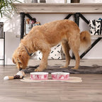 Bone Dry Ceramic Marble Non-Slip Pet Bowls, Dishwasher Safe, Large Set, 7.5x2.4, Pink, 2 Count