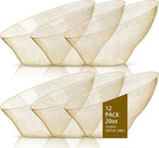 bUCLA 12 Pack Gold Glitter Plastic Serving Bowls - 20 OZ Disposable Snack, Fruit, Chip, Candy Angled Serving Bowls for Party & Thanksgiving