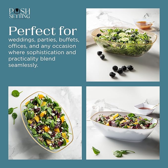 Posh Setting White Plastic Serving Bowls - Oval, 72 Ounce, 4 Pack