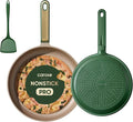 CAROTE 9.5'' and 11'' Nonstick Frying Pans Skillet, NonStick Fry Pan Egg Pan Omelet Pans,Healthy & PFOA Free, Induction-Compatible, Dishwasher Safe & Includes Silicone Spatula，Green