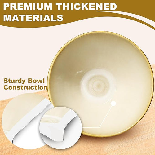 9.4-Inch 2 Sets Ceramic Ramen Bowl (8 Piece) - Japanese Porcelain Dishwasher Microwave Safe Salad Noodles Cereal Pasta Soup Large Bowls with Chopsticks Forks Spoons for Men Women Housewarming Gift