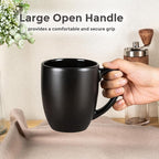 GBhome 16oz Coffee Mugs Set of 6, Large Ceramic Coffee Mugs for Man, Woman, Dad, Mom, Modern Coffee Mugs Set with handle for Tea/Latte/Cappuccino/Milk/Cocoa. Dishwasher&Microwave Safe,Matte Black