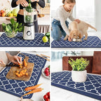 WISELIFE Dish Drying Mat Super Absorbent Drying Mat Large Dish Drying Mats for Kitchen Counter Easy Clean Dish Mat Kitchen Drying Mat18"x 32" Stylish Blue
