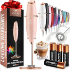 Zulay Kitchen Powerful Milk Frother Wand With 4 AA Duracell Batteries - Ultra Fast Handheld Drink Mixer - Electric Whisk Foam Maker for Coffee, Lattes, Cappuccino, Matcha & Creamer