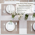 E-far Heavy Duty Silverware Set for 12, 60-Piece Stainless Steel Flatware Cutlery Set, Thick Metal Tableware Eating Utensils Include Forks Spoons Knives, Square Edge & Mirror Polished, Dishwasher Safe