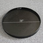 Round Solid Wood Serving Tray Extra Large Tea Coffee Snack Food Meals Serving Plate Non-Slip Kitchen Party Bar Server Ottoman Tray Breakfast Tray with Raised Edges (18inch/45cm) Black