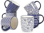 Selamica 10 oz Coffee Mugs Set of 6 with Handle, Coffee Cups Ceramic for Cappuccino Latte Cocoa Milk Tea, Dishwasher Microwave Safe, Vintage Blue