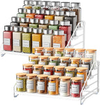 RCHYFEED Spice Rack Organizer for Cabinet,4 Tier Spice Organization for Cabinet Easy Visibility,Tierd Spice Rack Seasoning Organizer for Kitchen Countertop Pantry,Metal(White, 2Pack)