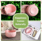 Matcha Whisk Set, 5 Pcs Ceramic Matcha Set, Matcha Kit Set Includes Matcha Bowl, Matcha Whisk and Holder, Bamboo Scoop and Sifter, Matcha Tea Set, Ideal Gift for Family/Friend (Pink)