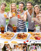 YOUBET 8 PCS Plastic Serving Trays - White Trays for Serving Food - Super Strong Disposable Platters, Heavy Duty Plastic Trays for BBQ, Picnic, Party, Wedding
