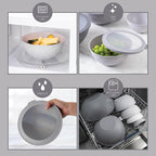 COOK WITH COLOR Mixing Bowls with Lids - 12 Piece Plastic Nesting Bowls Set includes 6 Prep Bowls and 6 Lids, Microwave Safe Mixing Bowl Set, Grey Rhombus