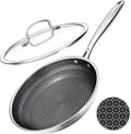 Nonstick Frying Pans with Lid,10-Inch Non Stick Skillet with Honeycomb Surface,Dishwasher-Friendly,Oven-Safe,Induction Compatible,PFAS-Free,Non-Toxic,Compatible with All Cooktops.