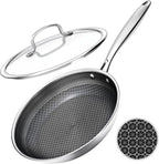 Nonstick Frying Pans with Lid,8-Inch Non stick Skillet with Honeycomb Surface,Dishwasher-Friendly,Oven-Safe,PFAS-Free,Compatible with All Cooktops.