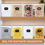 PRAKI Large Airtight Food Storage Containers 5.2L / 195oz, 4pcs Pantry Kitchen Organizers and Storage for Flour, Sugar, Baking Supplies, BPA Free, Plastic Flour Containers with 20 Labels & Maker