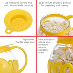 Ecolution Patented Micro-Pop Microwave Popcorn Popper with Temperature Safe Glass, 3-in-1 Lid Measures Kernels and Melts Butter, Made Without BPA, Dishwasher Safe, 1.5-Quart, Yellow (Pack of 4)