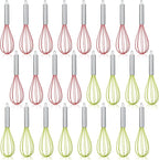 36 Sets 12 Inch Christmas Whisks Gifts DIY Fillable Christmas Tree Ornaments Xmas Colored Silicone Whisks for Cooking Heat Resistant Egg Beaters with Card Rope Bag for Candy Holder