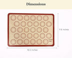 Macaron Silicone Baking Mats Set of 2, Half Sheet Nonstick Reusable Baking Sheet Liners for Macarons, Cookies and Pastry, Red