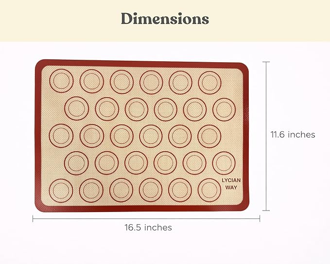 Macaron Silicone Baking Mats Set of 2, Half Sheet Nonstick Reusable Baking Sheet Liners for Macarons, Cookies and Pastry, Red