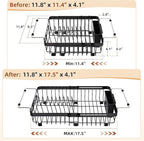 romision Expandable Dish Drying Rack Over The Sink Small Metal Stainless Steel Plate Holder for Compact Kitchen, Space Saving Modern Black Hanging Drainer